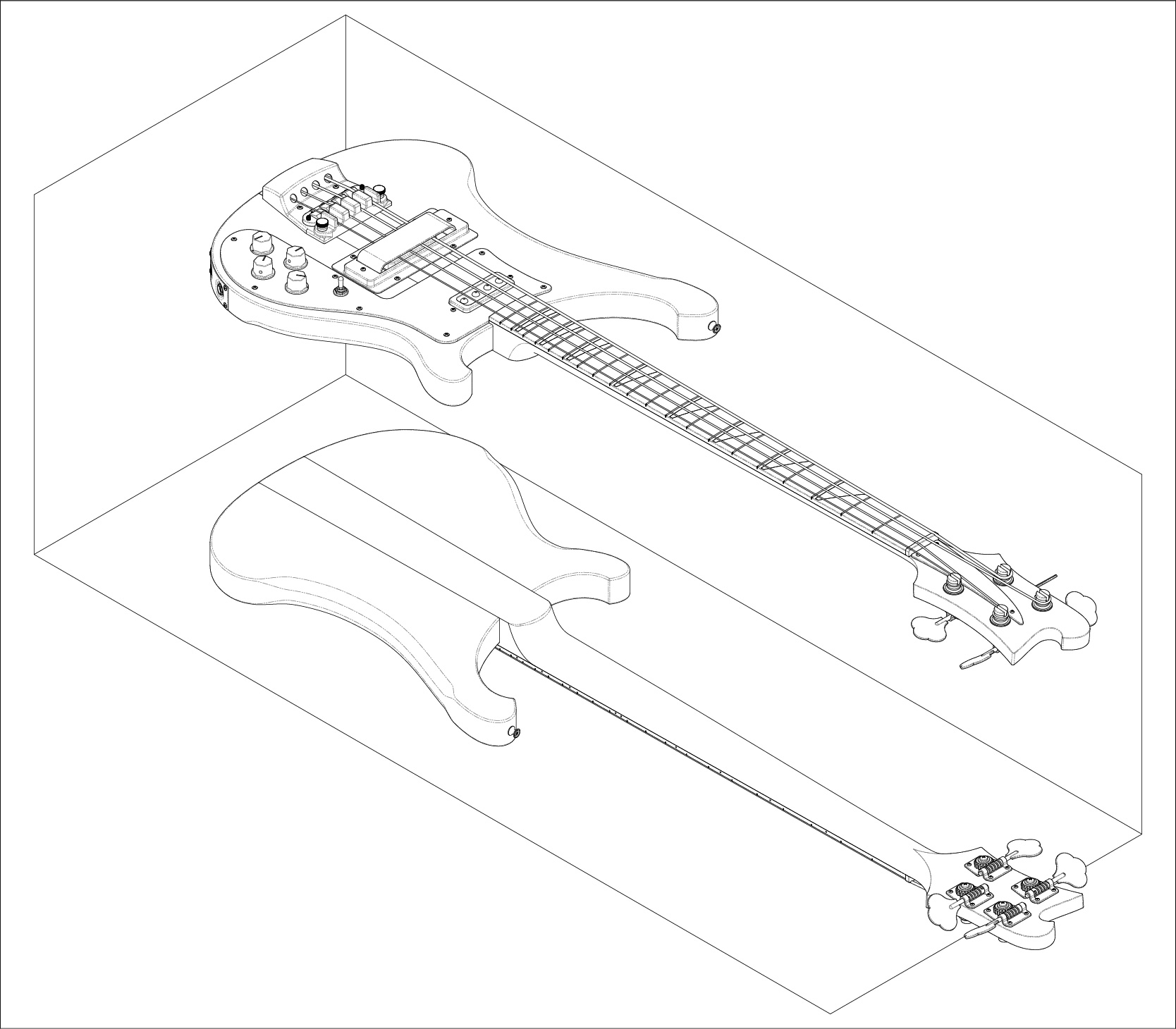 Rickenbacker 4003 Bass PDF Plans Blueprint Dimensions - Lonely Star Guitars